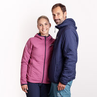 HESTIE Wendbare Damenjacke mit Merinowolle blackened blue/red violet