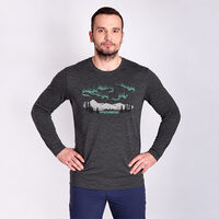 LOKI AURORA pánské merino triko s dlouhým rukávem šedý melír