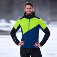 TERRITORY HOODY  pánská funkční sportovní mikina černá/limetka/petrol