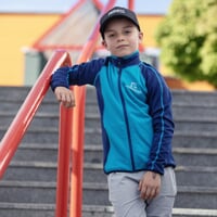 TOREZ JUNIOR chlapecká funkční mikina tm.modrá/tyrkys